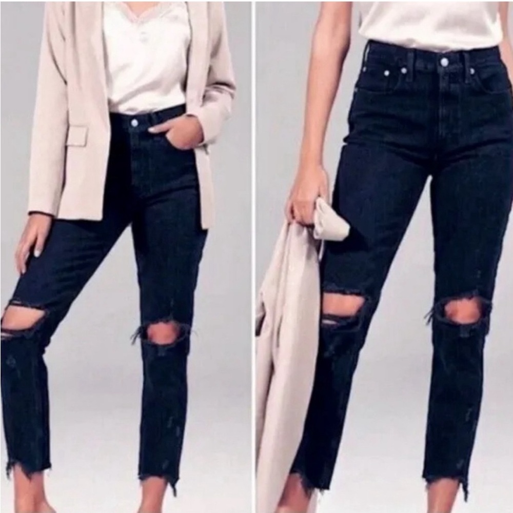 Abercrombie and fitch distressed mom high rise jeans 28